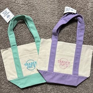 Trader Joe's Mini Tote Bag Set - Mint Green and Lavender